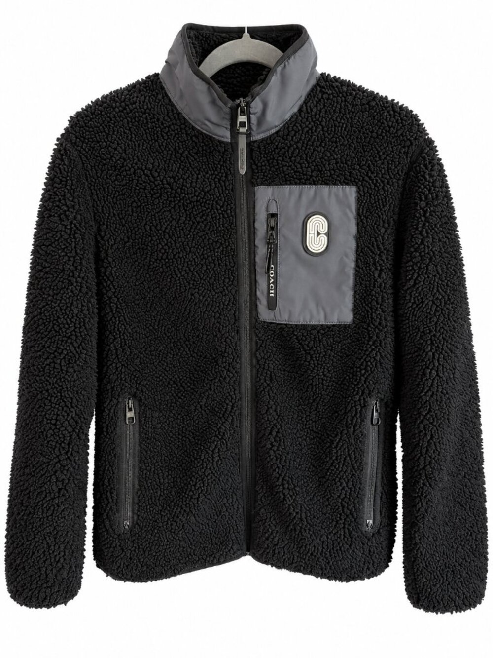 COACH 4584 Black Sherpa Fleece Teddy Jacket Gorpcore Utility Small C Logo